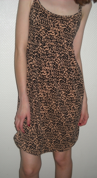 H&M Kleid Trägerkleid Hängerchen Leo Leopard Print Raffung Spaghetti Träger 36 38 40 S M L Neu