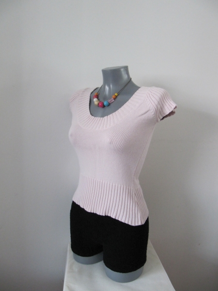 STRICK PULLI KURZARM TALLY WEIJL STRICKSHIRT ZARTES ROSA TOP NUDE ~36