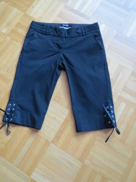 3/4 Hose(gerader Schnitt),gestreift,schwarz-silber