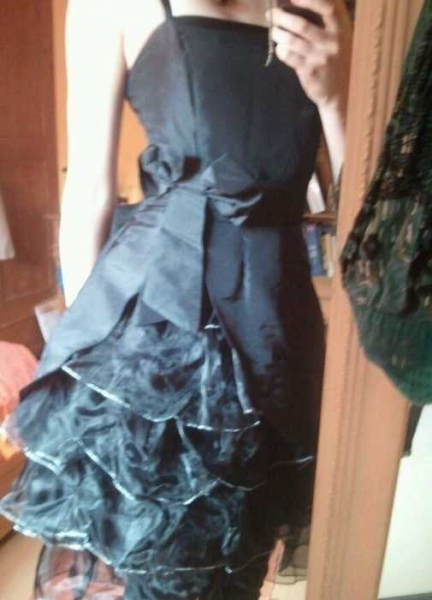 Gothic Lolita Ballkleid asymmetrisch Tüll Träger ausgestellt Schleife