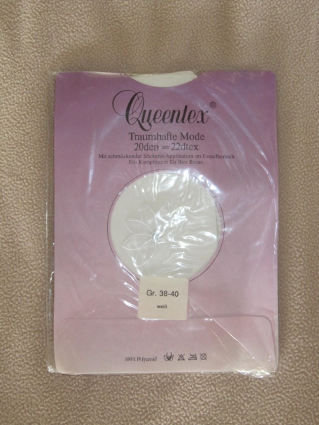 Weiße vintage Strumpfhose mit Applikation Blume ovp 