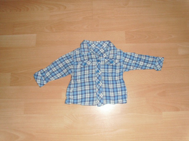 Hemd, langarm, blau kariert, Gr. 74