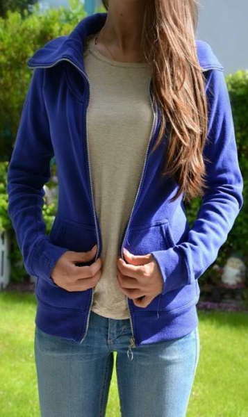 Blaue Sweatjacke mit großem Kragen S / 36 von New Yorker Fishbone