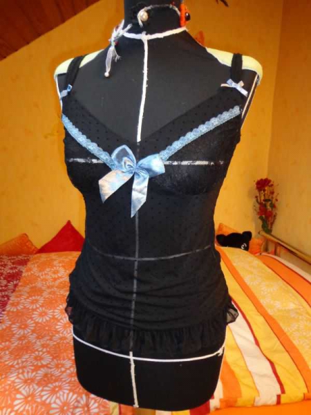 Hunkemöller Unterwäsche Top Punkte Dots schwarz Schleife Spitze