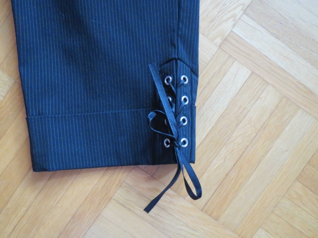 3/4 Hose(gerader Schnitt),gestreift,schwarz-silber