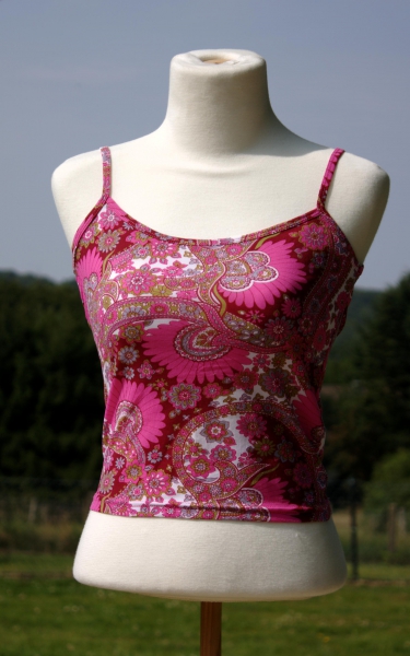 Top Spaghettiträger vintage 90er Clockhouse C&A pink Paisleymuster
