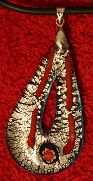 Kette mit echtem Murano Glas Anhänger Silber Türkis