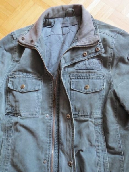 Jeansjacke, Reißverschluss, khaki, gefüttert, Gr.40/M