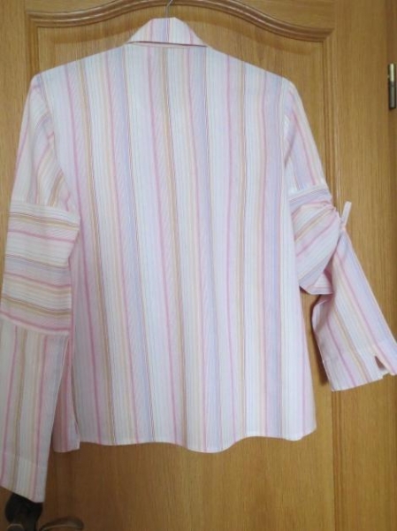 Bluse, Gr.42/M, Langarm, gestreift, rosa-weiß