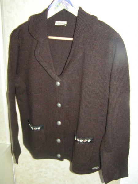 Landhaus Woll Strickjacke Jacke Trachten Gr. L 44/46 dunkelbraun Neu UVP 59,90€