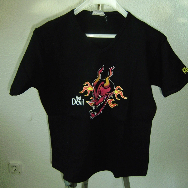 T-Shirt mit Print Aufdruck „Hot Devil“ Teufel von Promodoro Gr. L