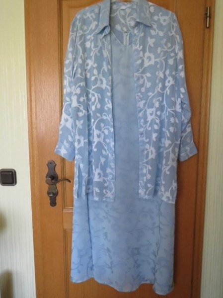 3-Teiler, Kleid, Bluse, Longbluse, hellblau, Gr.42/44, neu