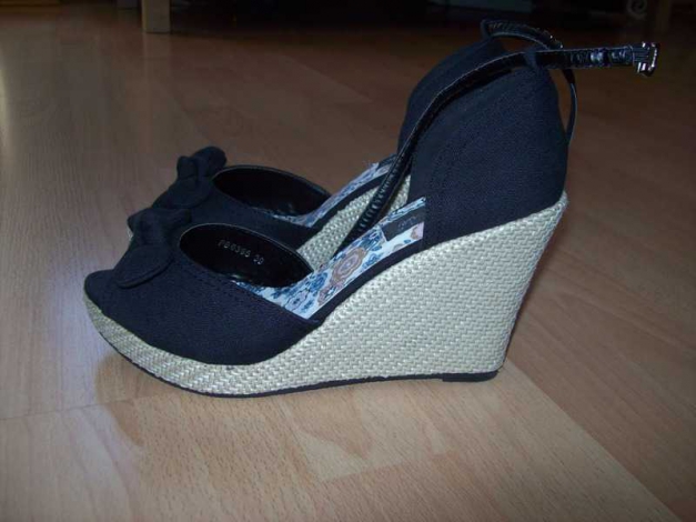 Wedges Keilabsatz mit Schleife Sandalen Peep Toes Rockabilly