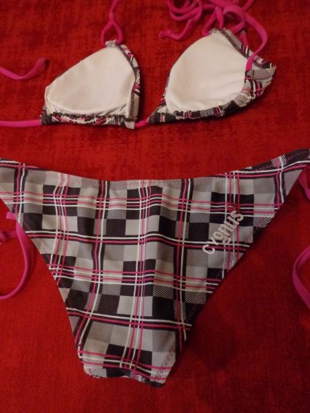 Bikini Set von Cygnus gr.S kariert braun-weiß-pink