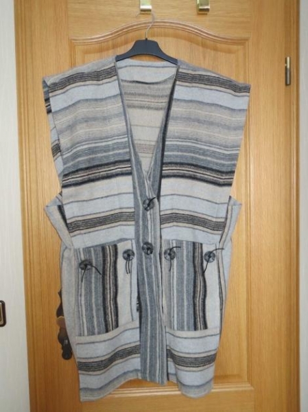 Weste, gestreift, grau-beige-schwarz
