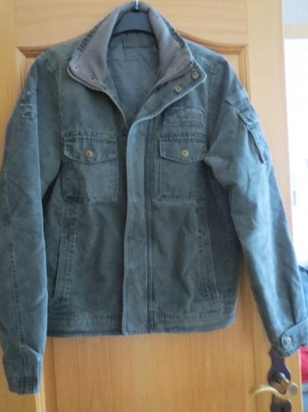 Jeansjacke, Reißverschluss, khaki, gefüttert, Gr.40/M