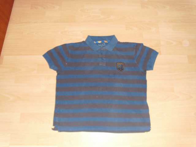 Poloshirt von Angelo Litrico, blau-grau geringelt, Gr. L