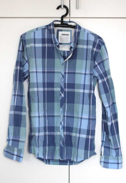 Minimum Herren Hemd blau türkis weiß kariert Gr. XL wie L