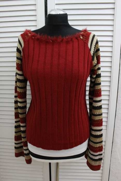 U Boot Wollpulli Strickpulli Wolle Strick Pullover Fell Vintage Pulli Retro Hippie Plüsch bunt XS S