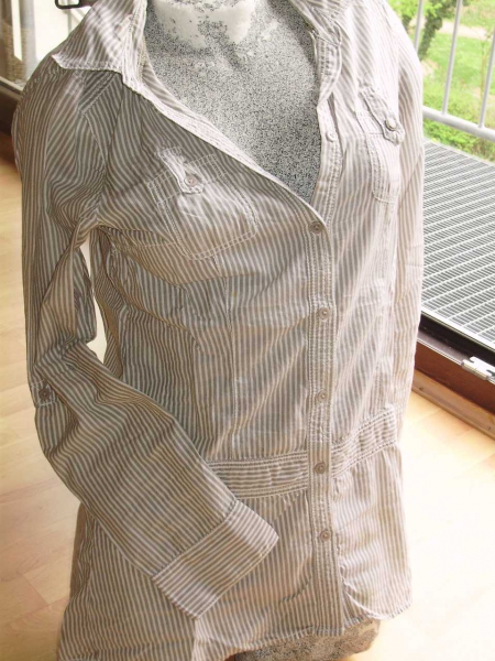 Esprit Kleid Bluse  Längsstreifen beigebraun XS S