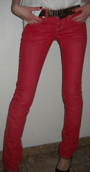 Sexy LTB Röhre Jeans Hose rot Littlebig Colour Blocking Ziernähte NEU Gr. 25 32 34 XXS XS