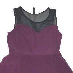 H&M Partykleid Netzeinsätze transparent aubergine