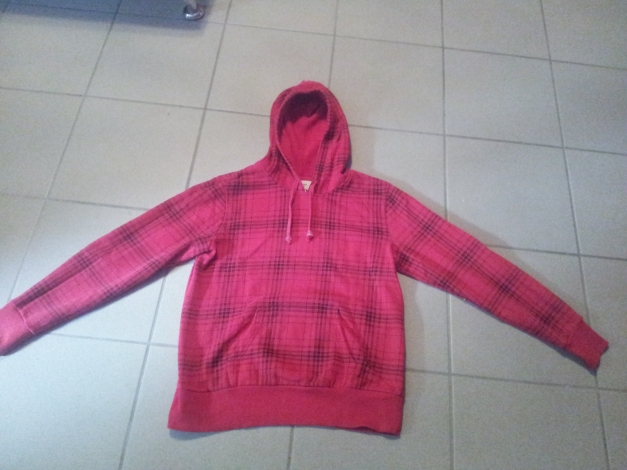 Rot-Schwarz karierter Kapuzenpulli Gr. 36/38