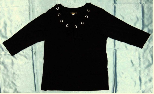 Keomi Lagenlook Slinky Tunika Langarm-Shirt - Gr. B1 ( 44/46 ) - rabenschwarz