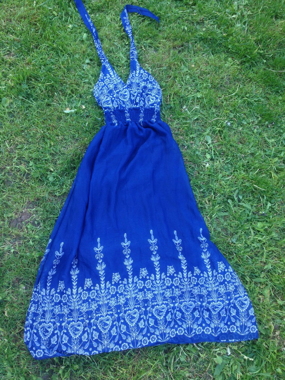 Blaues leichtes Strandkleid, Sommerkleid, Maxikleid