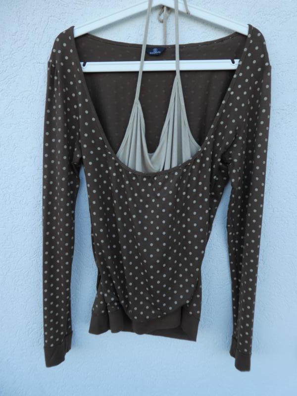 Background by Vögele – Damen Oberteil mit Innentop, dunkelbraun/hellbraun - Gebraucht, fast wie neu