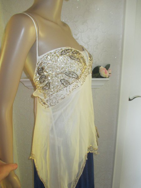 NEU mit ETIKETT * Elfen * Pailletten * Glitzer * Stickerei * Seiden * Spaghetti Träger * Top * Bustier 