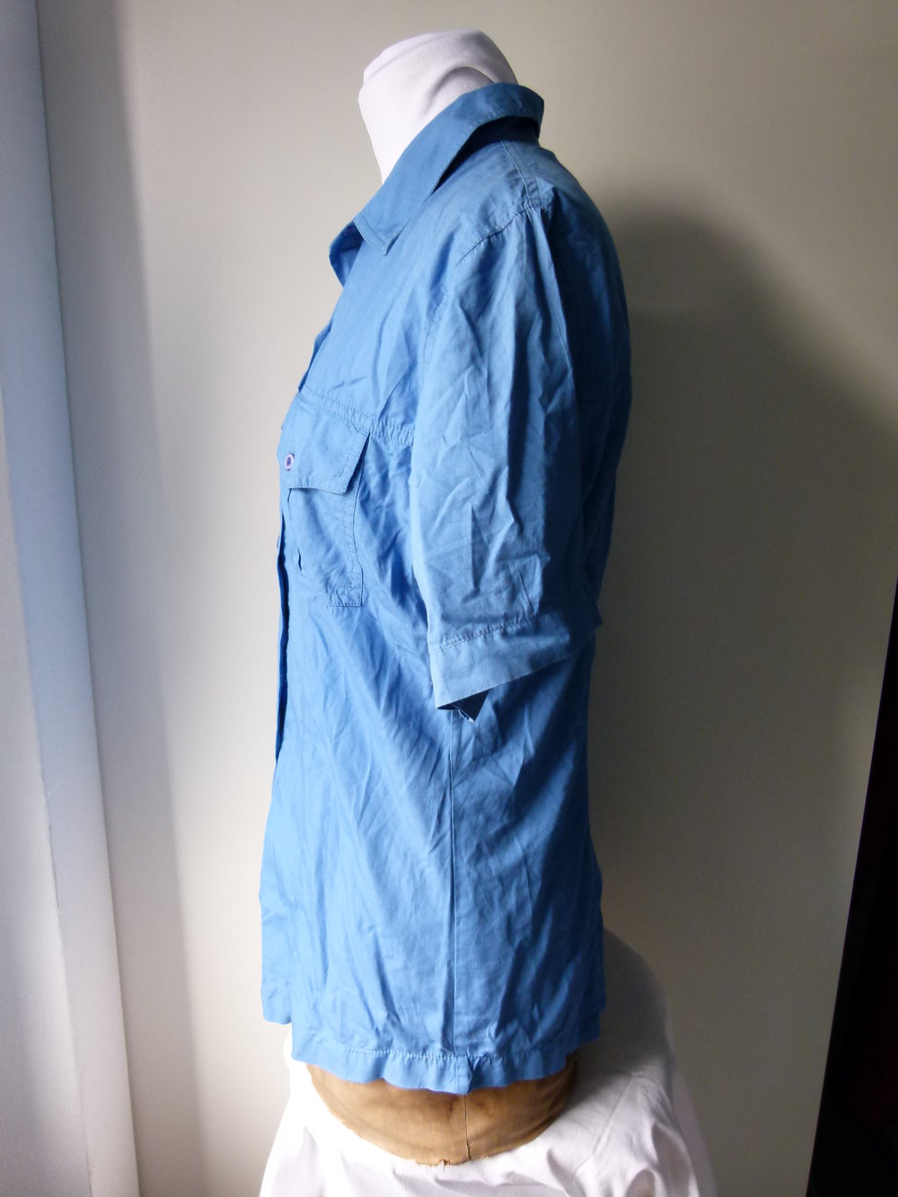 Bluse Hemd im Boyfriend-Stil, blau, Retro Vintage Casual Festival Sommer