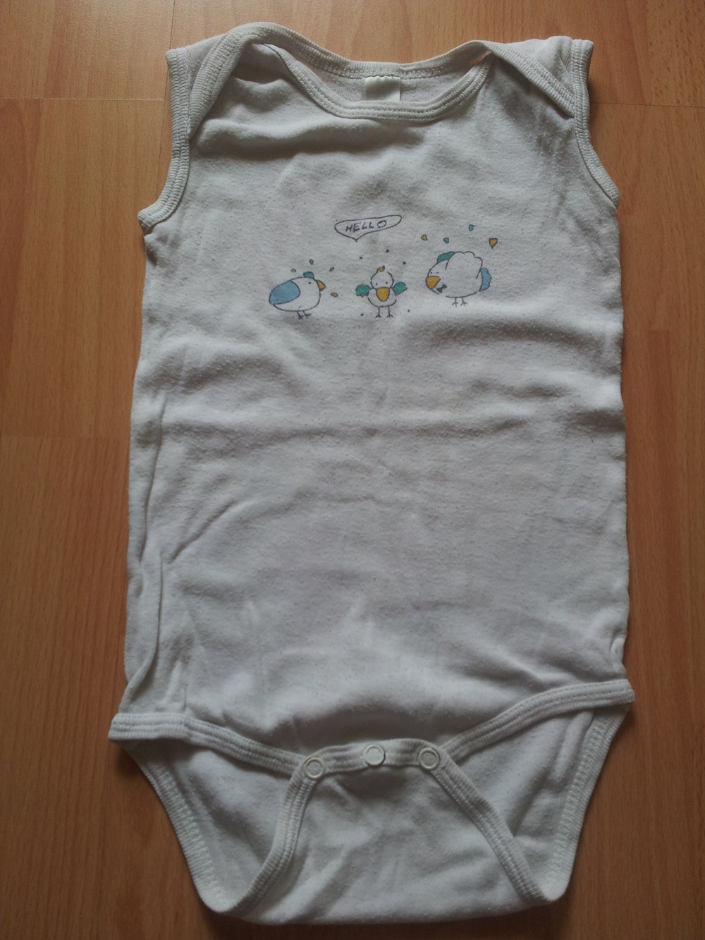  Body weiß Vögel ohne Ärmel Gr. 74/80