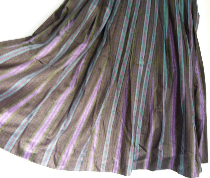 Langer Trachten Rock, lila schwarz petrol gestreift, Boho Gothic Hippie Landleben Folklore Retro Vintage