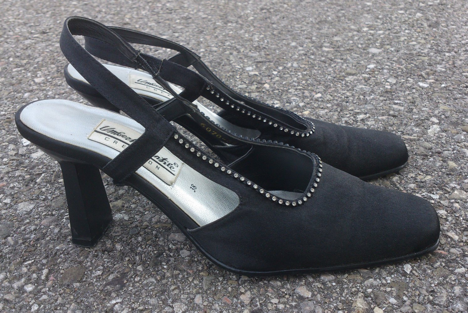 schwarze Vintage Abendschuhe, Umberto Gentile Creation, Größe 38