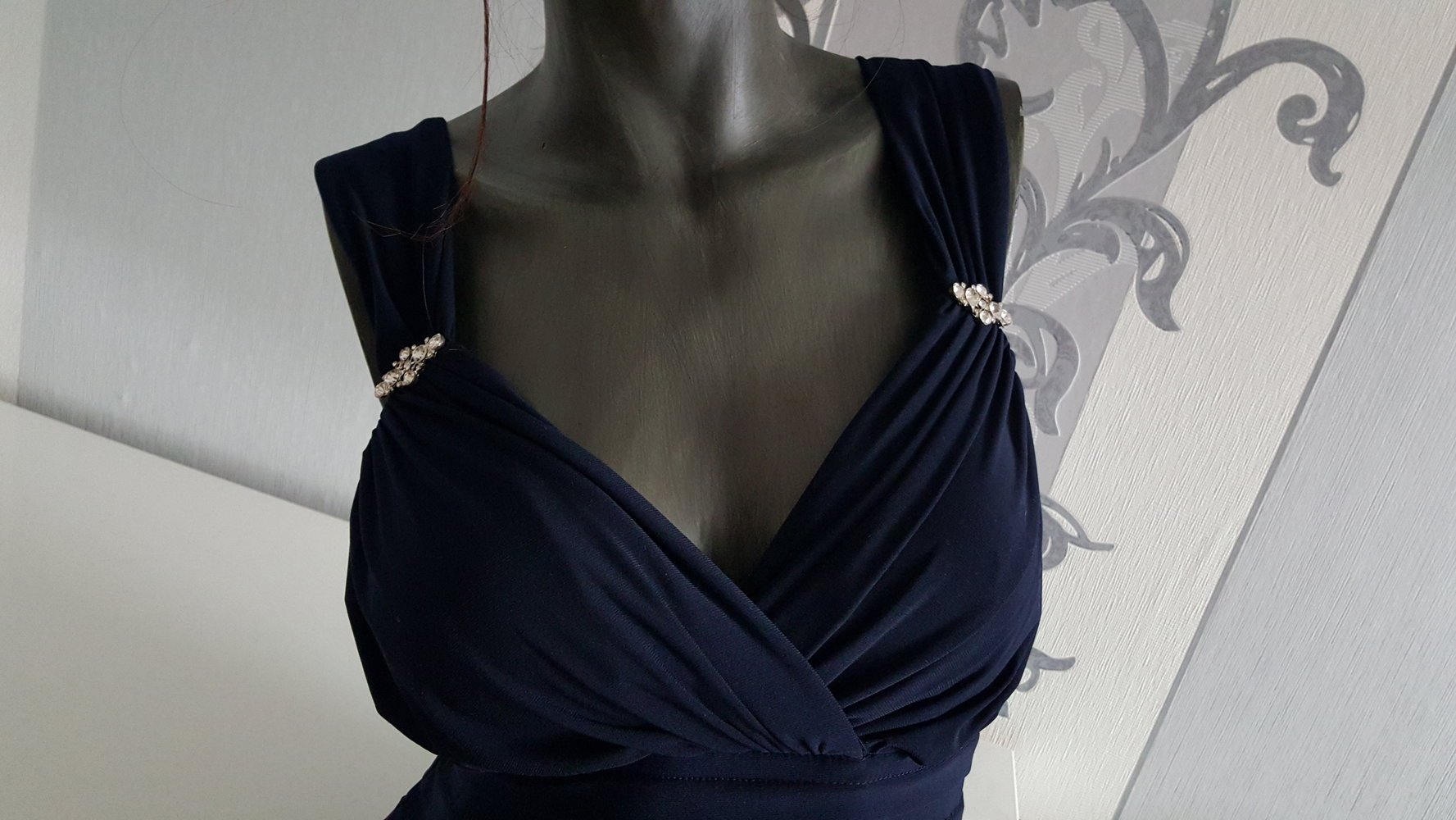 Elegantes Abendkleid Meerjungfrau Stil Hochzeit besondere Anlässe Strass ausgez. 16 44 XL Neu