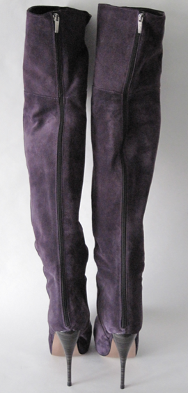 Sexy High Heels Wildleder Overknee Stiefel mit Plateau, violett, Gr. 43