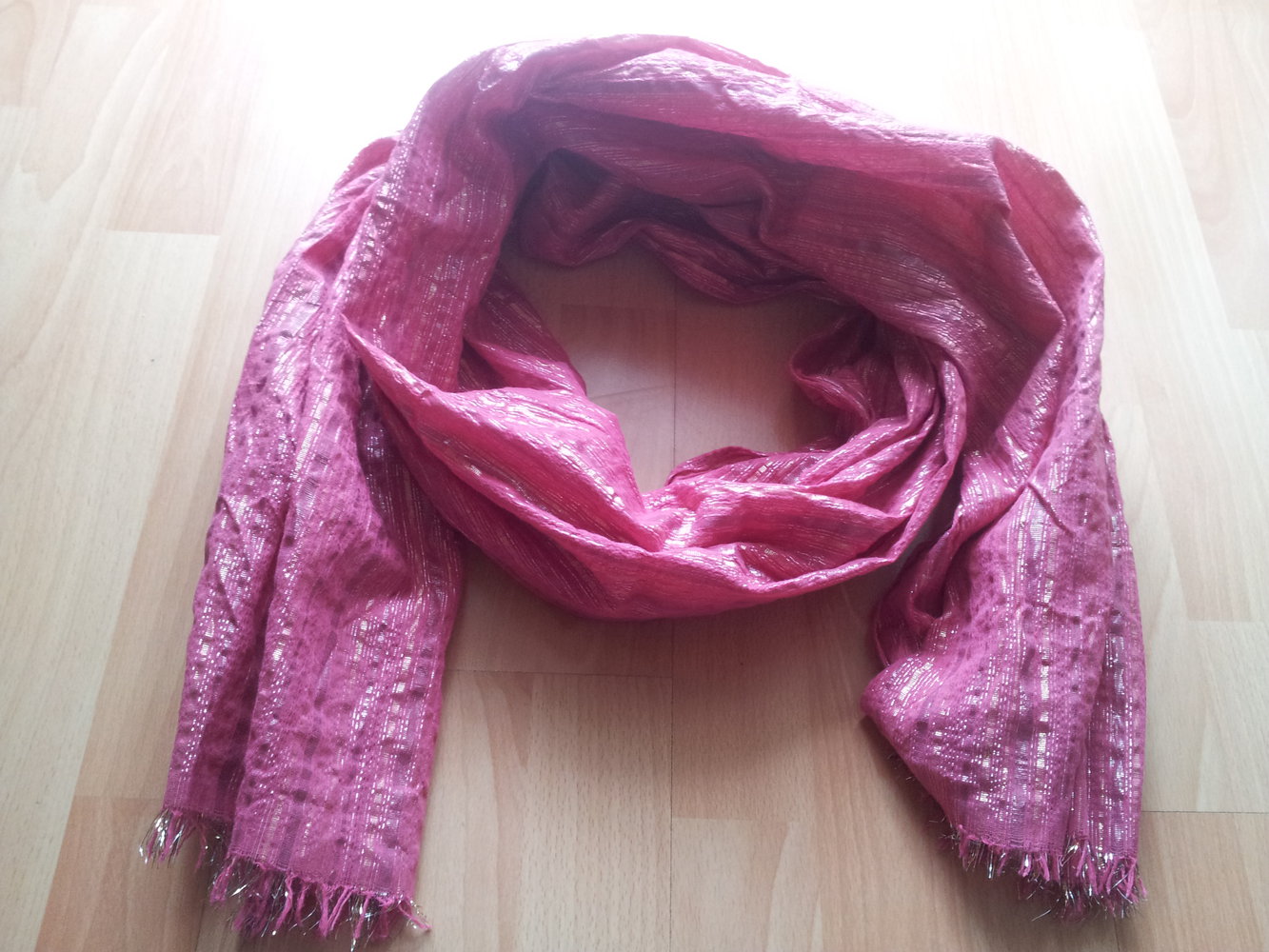  Schal Tuch dünn rosa pink glitzer Streifen