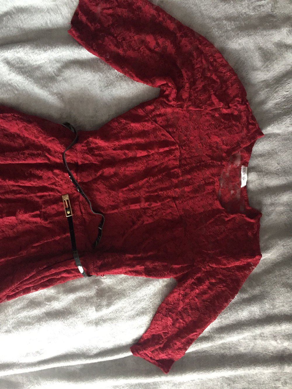 Rotes Spitzenkleid Gr.L/XL inkl. Gürtel