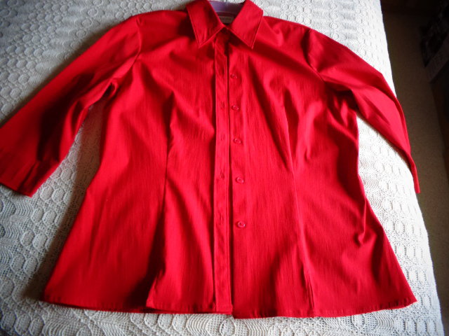 # Bluse ca. Gr. 40 rot Stretch 3/4 Arm