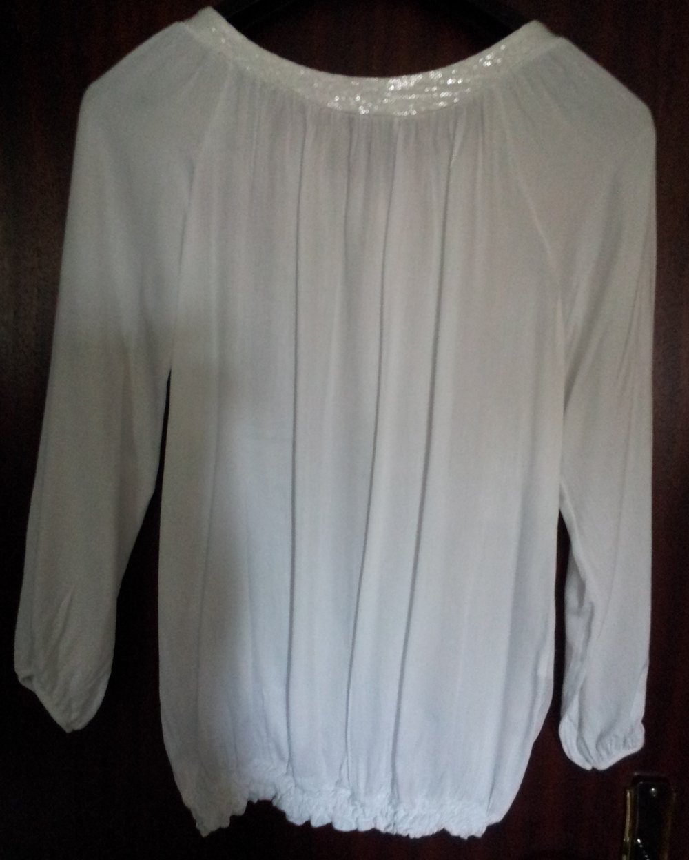 Wunderschöne Tunika-Bluse Größe 38-42 mit Pailletten Weiß