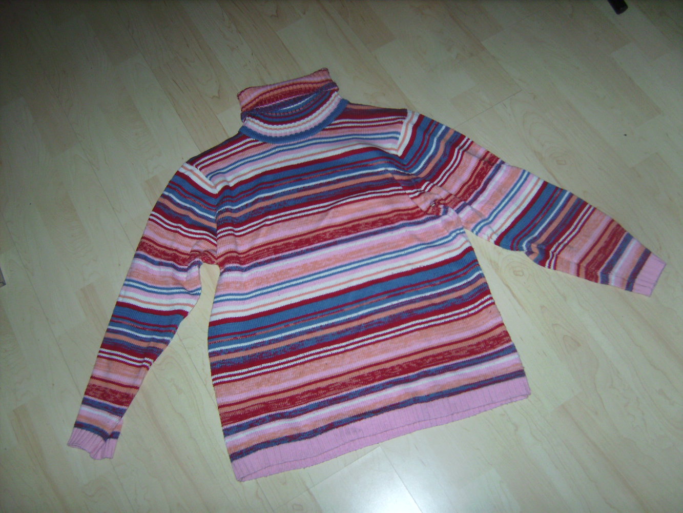 Rolli, Strickpulli, Pullover mit Rollkragen Gr. 38/40 bunt, Streifen, Langarm Pulli Beerentöne gestreift, Magenta Fresh 