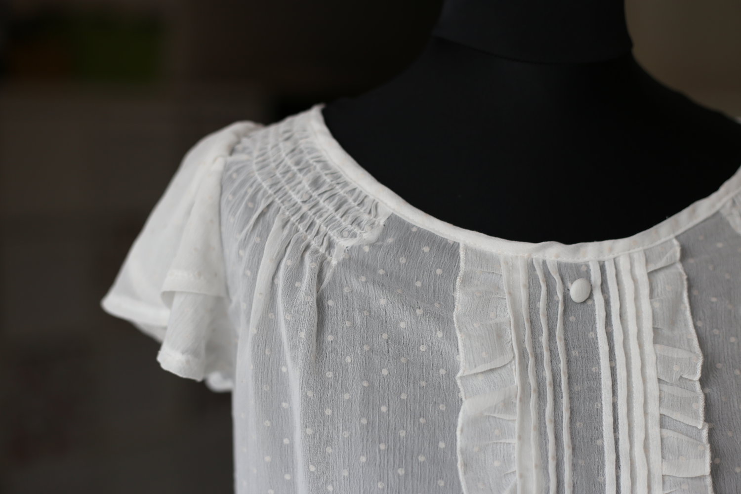 Weiße transparente Spitzenbluse 34 XS