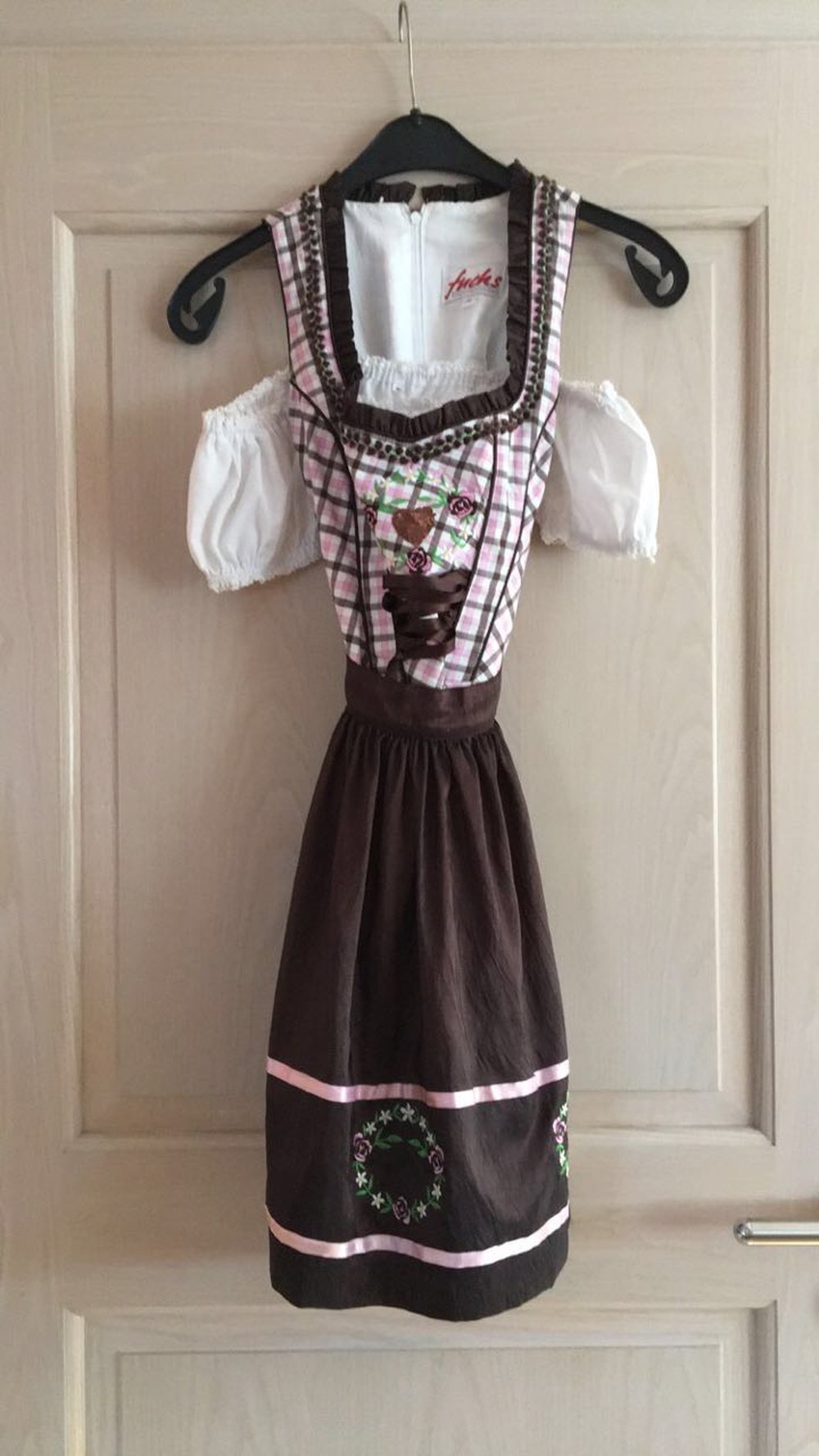 Mini Dirndl - braun/rosa - Gr. 30 - inkl. Bluse
