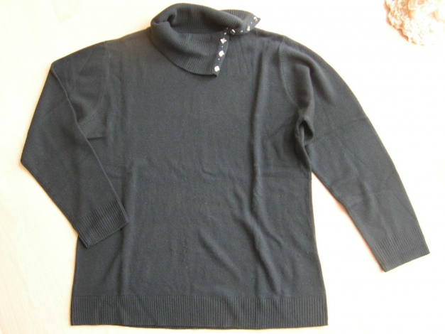 feiner Strickpullover schwarz XL 42 44 Canda mit Steinchen Neu