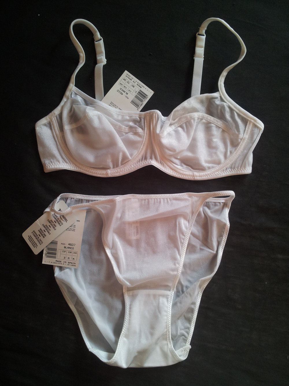 2x Garel Set blanco in (durch)schimmerndem weiß, 75C/M und 80B/M