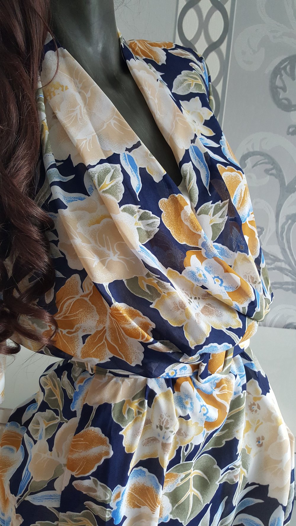 Vintage Kleid blumig mit Gürtel Nostalgie Klassisch 38 40 12 M L