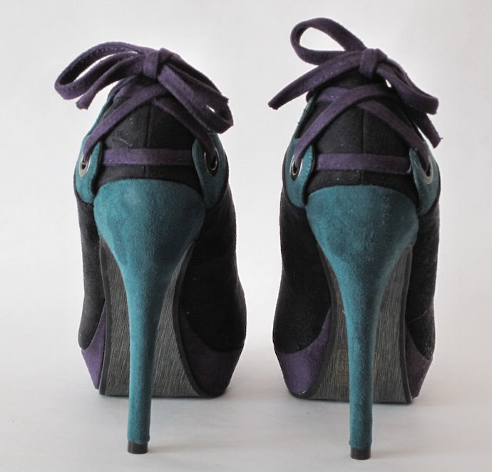 Sexy Plateau Pumps Highheels Gr. 41 schwarz /violett/grün neu