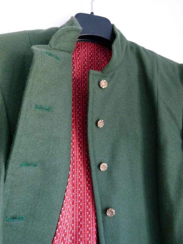 Folklore Kostüm Kombination Rock mit Jacke, rot waldgrün floral, Landhaus Trachten Mori Retro Vintage Blümchen Cottagecore