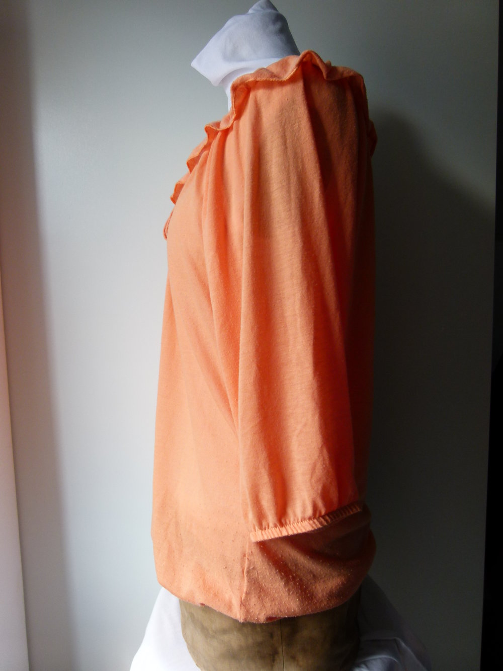 Carmen Shirt Tunika mit Volants, orange apricot, Boho Hippie Goa Festival Mori Lagenlook 